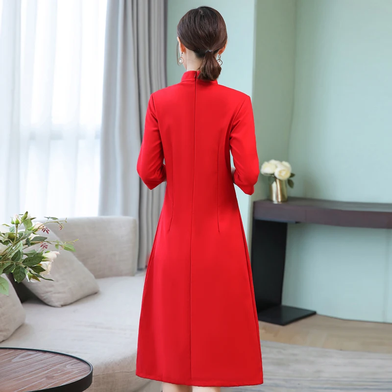 2018 новые женские девочек улучшить Qipao Вышивка кисточки длинные Платье с рукавами