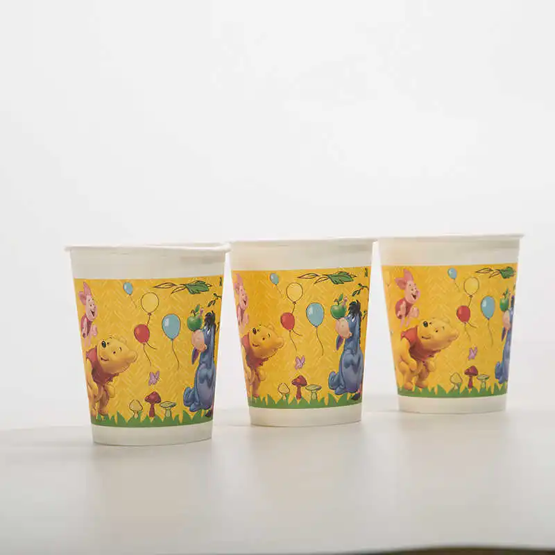 6pcs cup Винни Пух одноразовая посуда набор чашки, ребенок, душ Аксессуары для вечеринки, дня рождения вечерние одноразовые чашки - Цвет: 6pcs cup