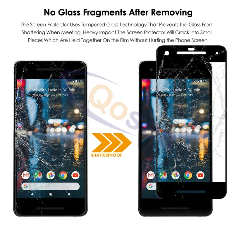 Qosea для Google Pixel 2 защита экрана 9H полная пленка 4D изогнутая поверхность край