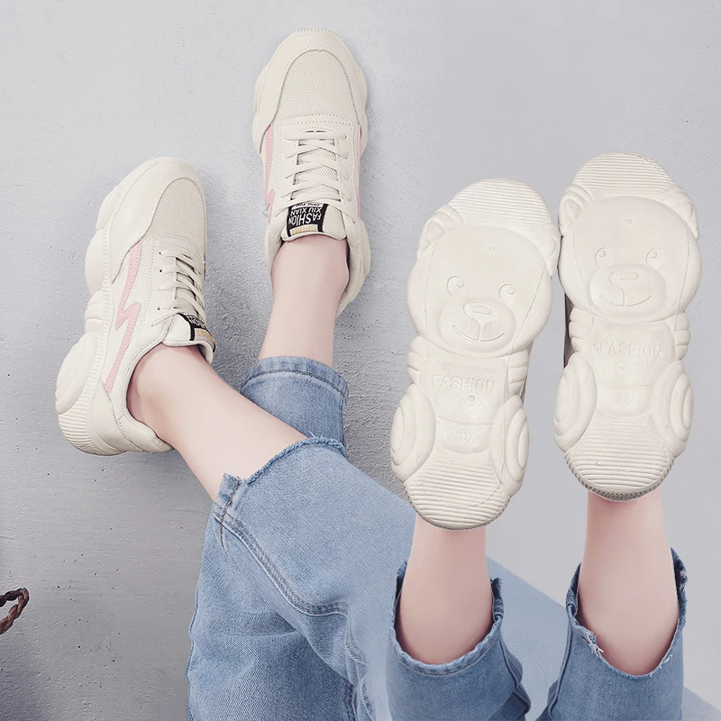 White Women's Sneaker 2019 New Fashion Spring Brand Bear Outsole Comfortable Women Sneakers Casual Woman Shoes Footwear | Обувь