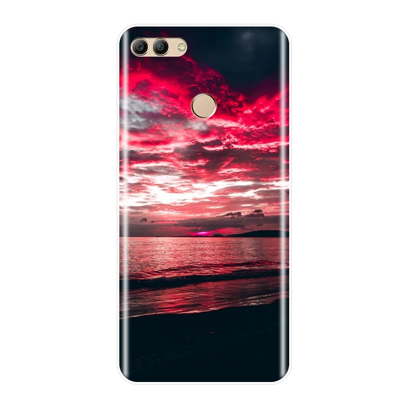 Задняя крышка для huawei Y5 Y6 Y7 Prime 2018 Y9 2019 силиконовый мягкий чехол телефона с красным