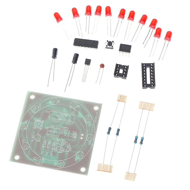

New Hot Round Electronic Lucky Rotary Suite CD4017 NE555 Self DIY LED Light Kit Production Parts And Components New Design