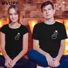 Футболка для влюбленных пары, Модный повседневный топ с коротким рукавом для мужчин и женщин, корейский Свободный Топ с принтом сердца, на День святого Валентина, на лето