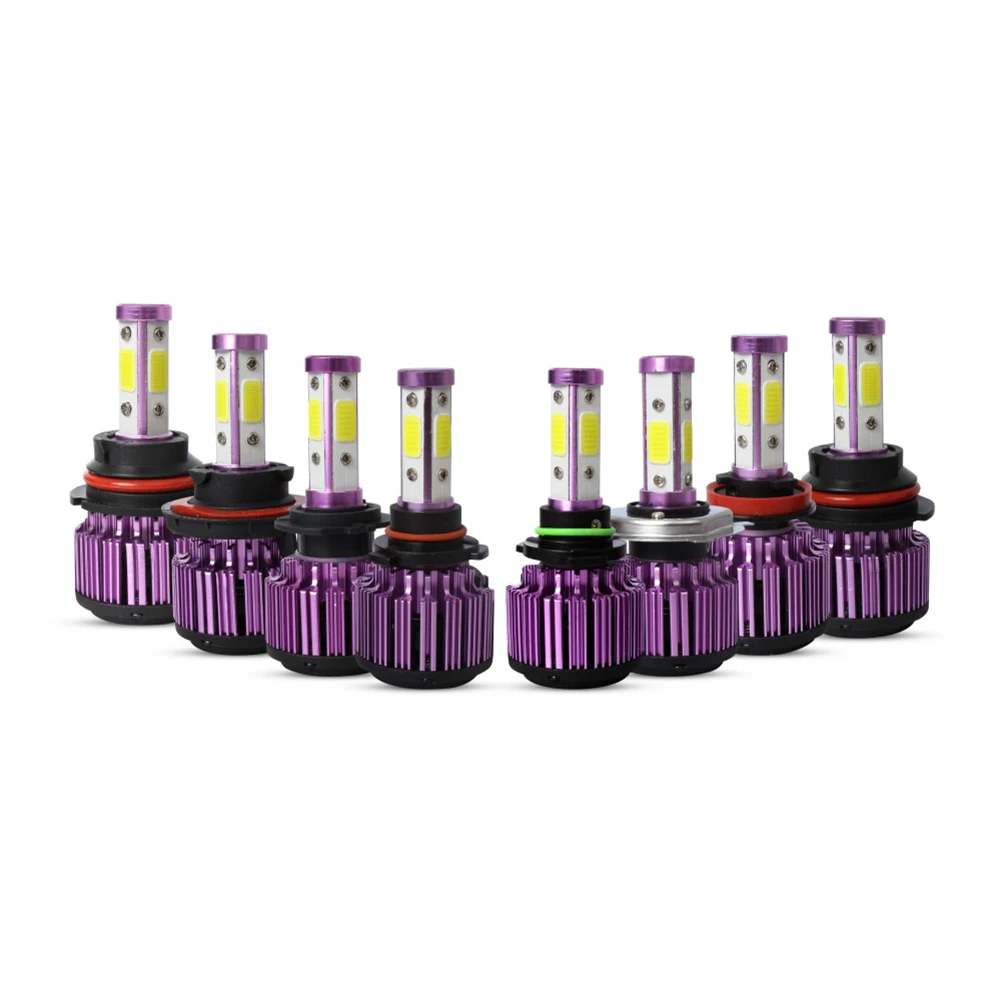 Godersi X6 чип Cob Автомобильный светодиодный фар 32 V 50 W 8000LM H4 H11 H7 9006 Водонепроницаемый, комплект из 2 предметов, 4 боковые фиолетовый авто светодиодный лампы для передних фар