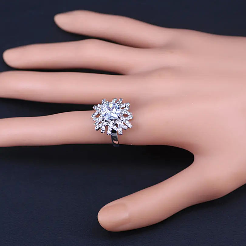 Israel Style Square Cubic Zircon Silver Color Bridal Jewelry Sets For Women Earrings Necklace Pendant Ring Bracelets | Украшения и
