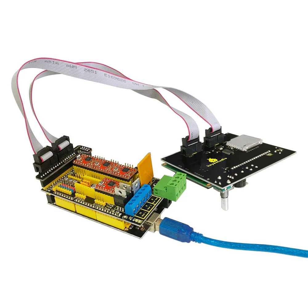 keyestudio 3 D DIY комплект принтера для Arduino с ПЛАТФОРМЫ 1,4+ Мега 2560+ 5xA4988 водитель мотора+ ЖК-дисплей 12864 контроллер