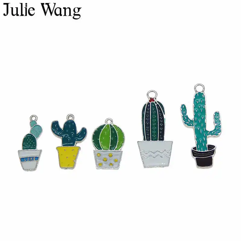 Julie Wang 5 шт. смешанные эмалированные зеленые растения в горшке Кактус белый K