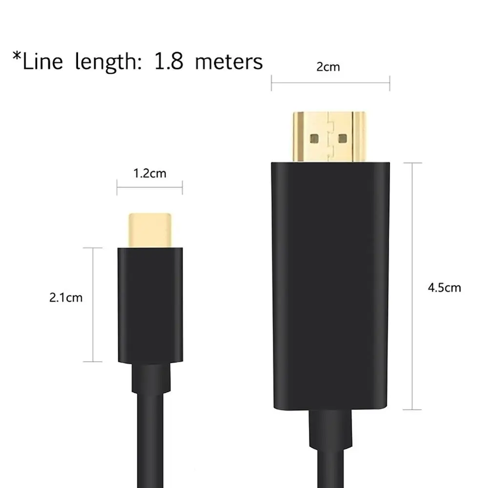 Черный Usb Type c к Hdmi конвертер адаптер для подключения телефону ТВ кабель HDTV видео