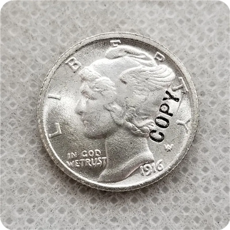 Antique silver США 1916-D ртутный столб копия памятных монет-копии монет медаль коллекционные монеты - Цвет: Antique silver