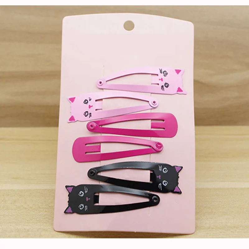 6pcs/set Newest Cute Children Girls Bobby Pin Cats Star Flower Owl Fox Strawberry Alloy Hairpins Hair Accessories as a gift | Детская