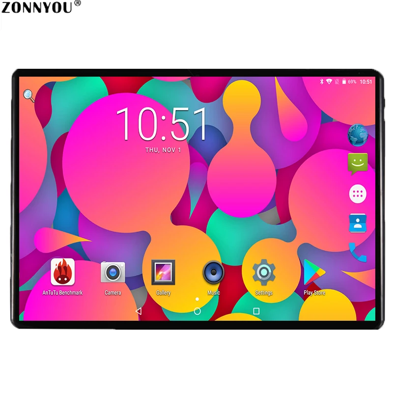 Планшетный ПК 2.5D экран стекло 10,1 дюймов Android 7,0 3G звонок 4 Гб 64 Гб Восьмиядерный OTG gps FM Bluetooth WiFi Две sim-карты планшетный ПК