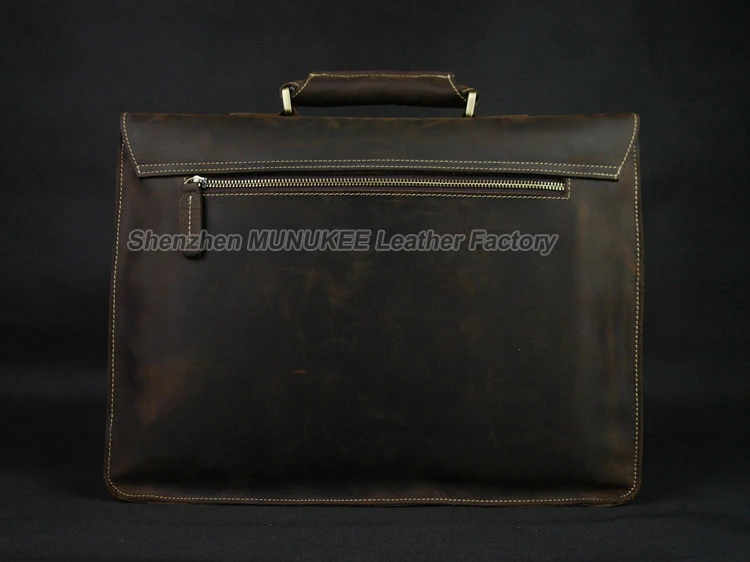 Vintage Crazy Horse Genuine Leather Briefcase Men Briefcase Leather Business Briefcase male Tote 14