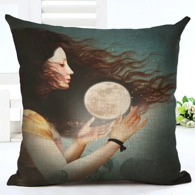 Новое поступление Классический чехол для подушки с принтом иллюстрации льняная