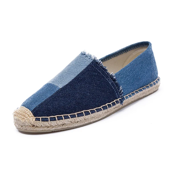 Blue Shallow Flats Брендовая женская обувь на плоской подошве; обувь в рыбацком стиле; повседневная обувь из джинсовой ткани; сезон весна-лето; женские кроссовки на шнуровке с ремешком на щиколотке; женская обувь на плоской подошве с круглым носком - Цвет: Blue Shallow Flats