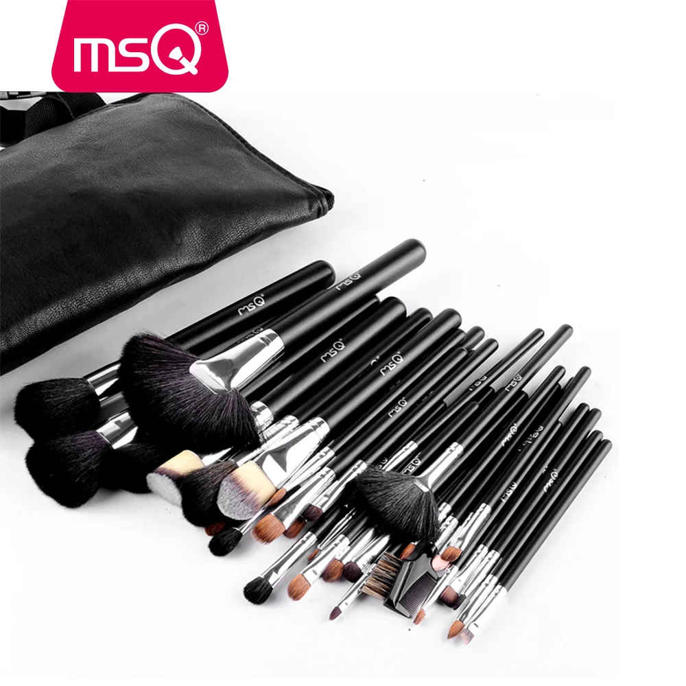 MSQ Makeup Brushes Set Pro 32pcs High Quality Soft Natural Hair Foundation Eyeshadow Make Up Brush Kit With PU Leather Belt Case | Красота и