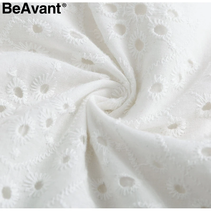 BeAvant, элегантная летняя хлопковая белая блузка, рубашка, Женская винтажная блузка с рюшами, женские топы с баской, Женская Открытая Майка с высокой талией