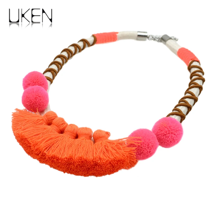 Danfosi Fashion Cotton Rope Pom Tassel Ethnic Chokers Necklaces For Women Collar Maxi Statement Jewelry Bohemia|chokers necklaces for women|choker