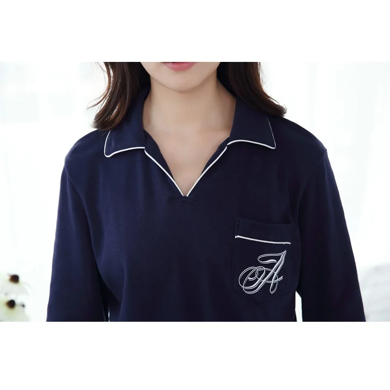 2018 Women Knitted Cotton Pullover Sleepwear long sleeve pijamas spring female home clothing pants exercise pajamas set | Женская одежда