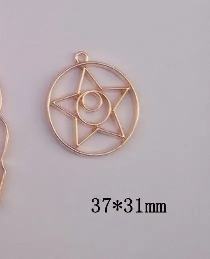 Новинка, 10 шт./партия, любовь, сердце, звезды, крылья, юбка, кошка, подвеска на металлическом каркасе, Золотой шарм, ободок, установка кабошона, установка, УФ смола, Шарм - Цвет: 14