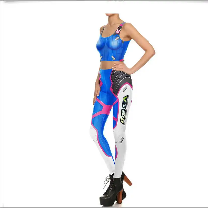 

Game OW Sexy D.VA Cosplay Costume Slim Games Tops and Pants 3d Print Leggings Over DVA Clothing Cusual Summer Tight Bodysuit