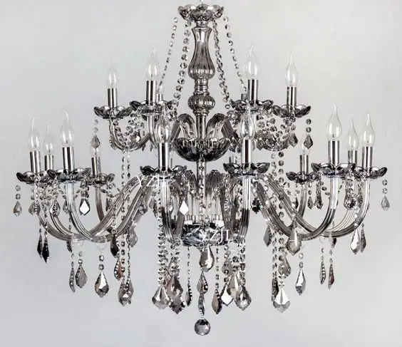 Smoke grey chandelier light crystal luxury living room bedroom dining upscale lighting | Освещение
