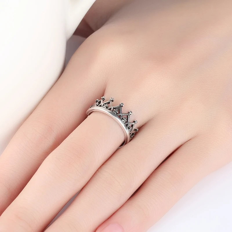 Поставка тайский серебряный Королевская корона король королева палец кольцо для