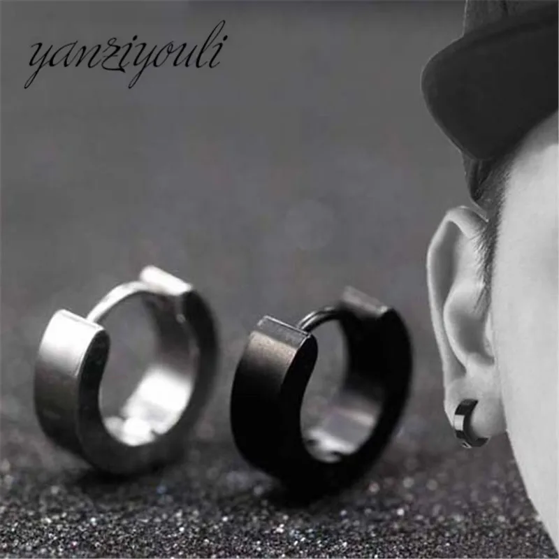 

Fashion 1Pair Cool Punk Style Men's Stainless Steel Piercing Round Earrings Stud Men Jewelry Oorbellen Kolczyki BOY