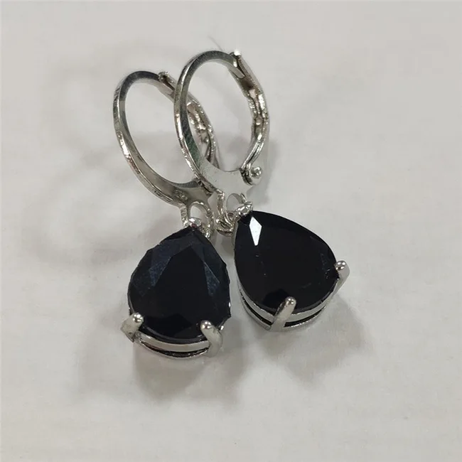 Earring Модные серьги с черным камнем в форме капли воды для женщин, ювелирные изделия для помолвки, свадьбы, вечеринки, серебряные серьги-капли с цирконием L3N090 - Окраска металла: Earring