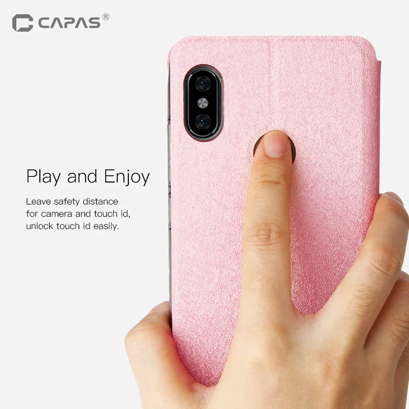 Чехол CAPAS Redmi Note 5 Pro умный чехол для сна/пробуждения откидной из искусственной