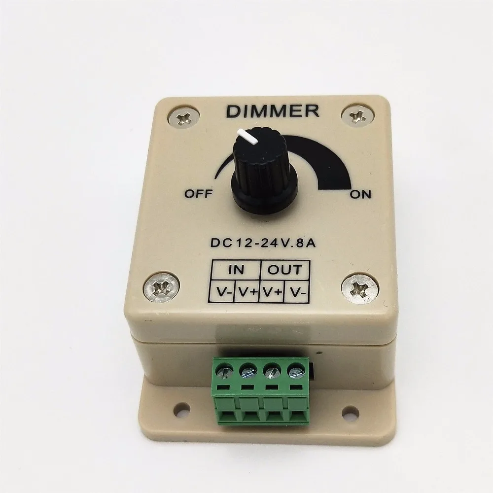 

white LED Dimmer Switch DC 12V 24V 8A Adjustable Brightness Lamp Bulb Strip Driver Single Color Light Power Supply Controller
