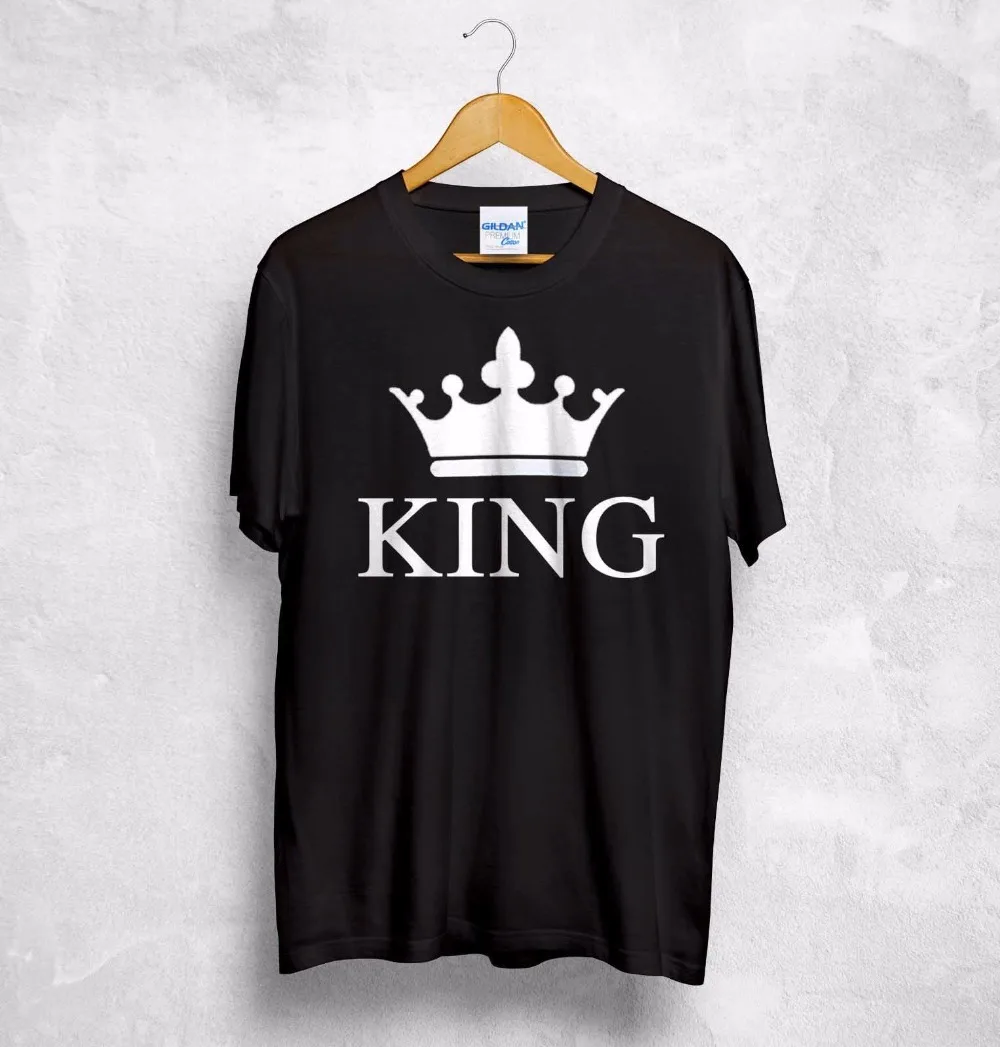 

Летняя футболка с круглым вырезом, женская футболка с надписью «Queen», подходящая к короне, подарок на день Святого Валентина, любовь, пара, сумасшедшие футболки Swag