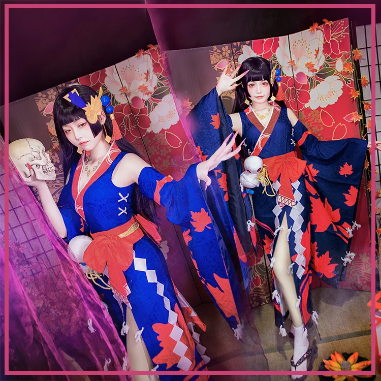 Аниме! Onmyoji Guinv Hongye роскошный принт кимоно униформа косплей костюм для женщин