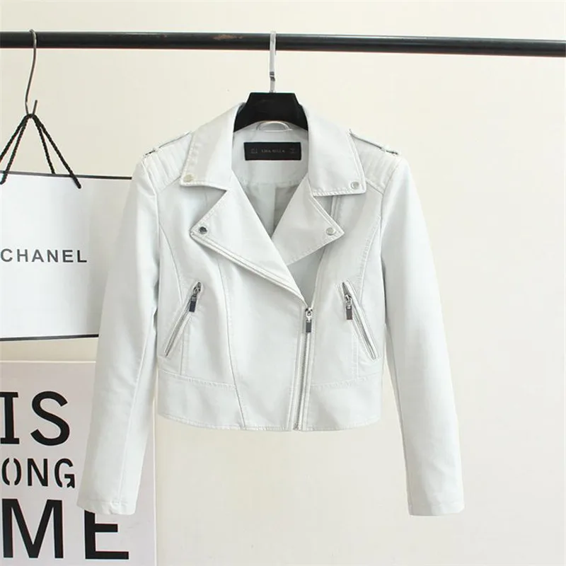 

Spring Classic Motorcycle Jacket Europe United States Slim Short Paragraph PU Jacket Washed PU Fashion Casual Wild Leather Coat