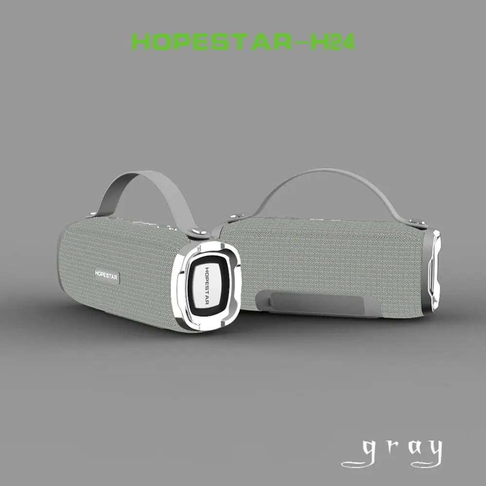 Серый EStgoSZ Hopestar H24 Portable Wireless Bluetooth Speaker Outdoors Waterproof full range Loudspeaker Stereo Support speakers - Цвет: Серый