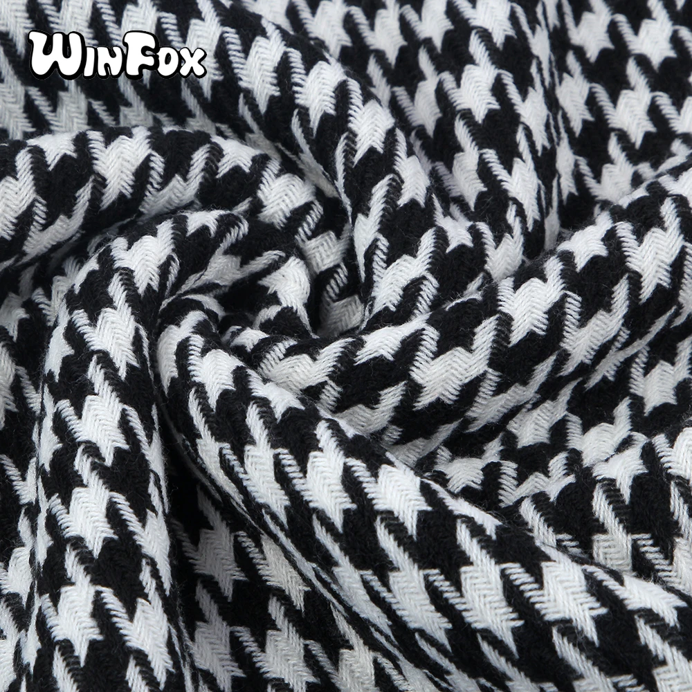 Winfox 2018 осень зима женский шерстяной шарф Женская широкая клетчатая длинная шаль