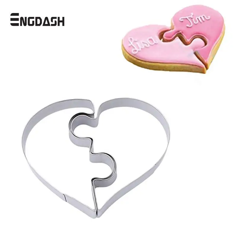 ENGDASH 1 шт. из нержавеющей стали печенье резаки головоломка сердце форма печенья