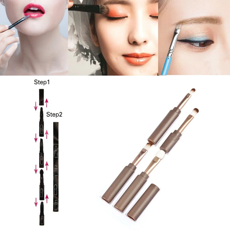 4 в 1 кисти для макияжа кисть теней оптовая продажа губ угловая бровей