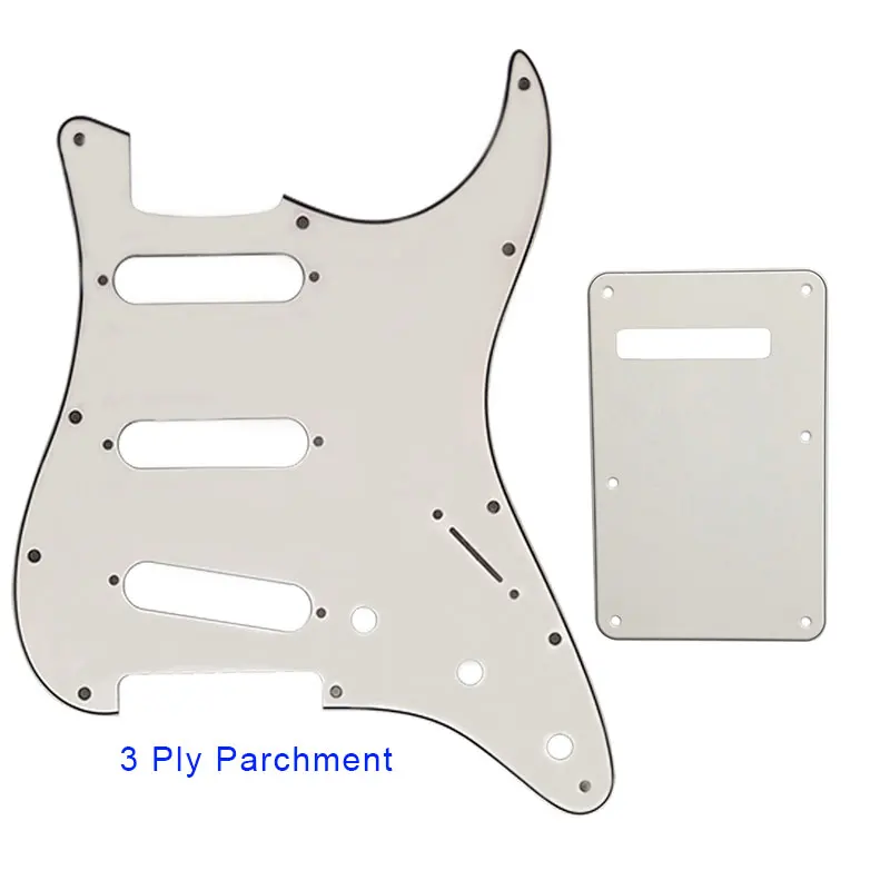 3Ply Parchment Запчасти для гитары Pleroo-для США \ Мехико Fd Stratocaster 72' 11 Отверстие для винта Стандарт St& задняя пластина царапина пластина Многоцветный выбор - Цвет: 3Ply Parchment