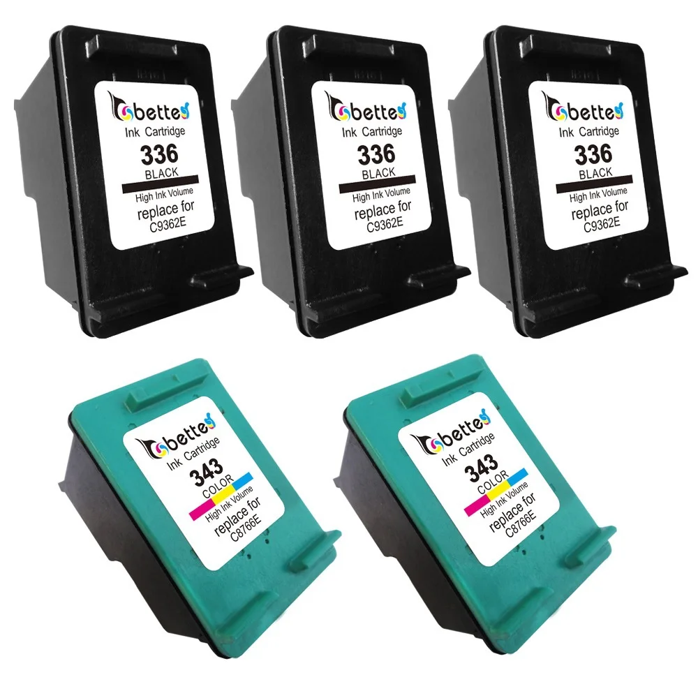 5PK BETTE Замена чернильных картриджей для HP 336 343 Photosmart C3100 C3110 C3125 C3135 C3140 C3150 C3170 C3175 C3180