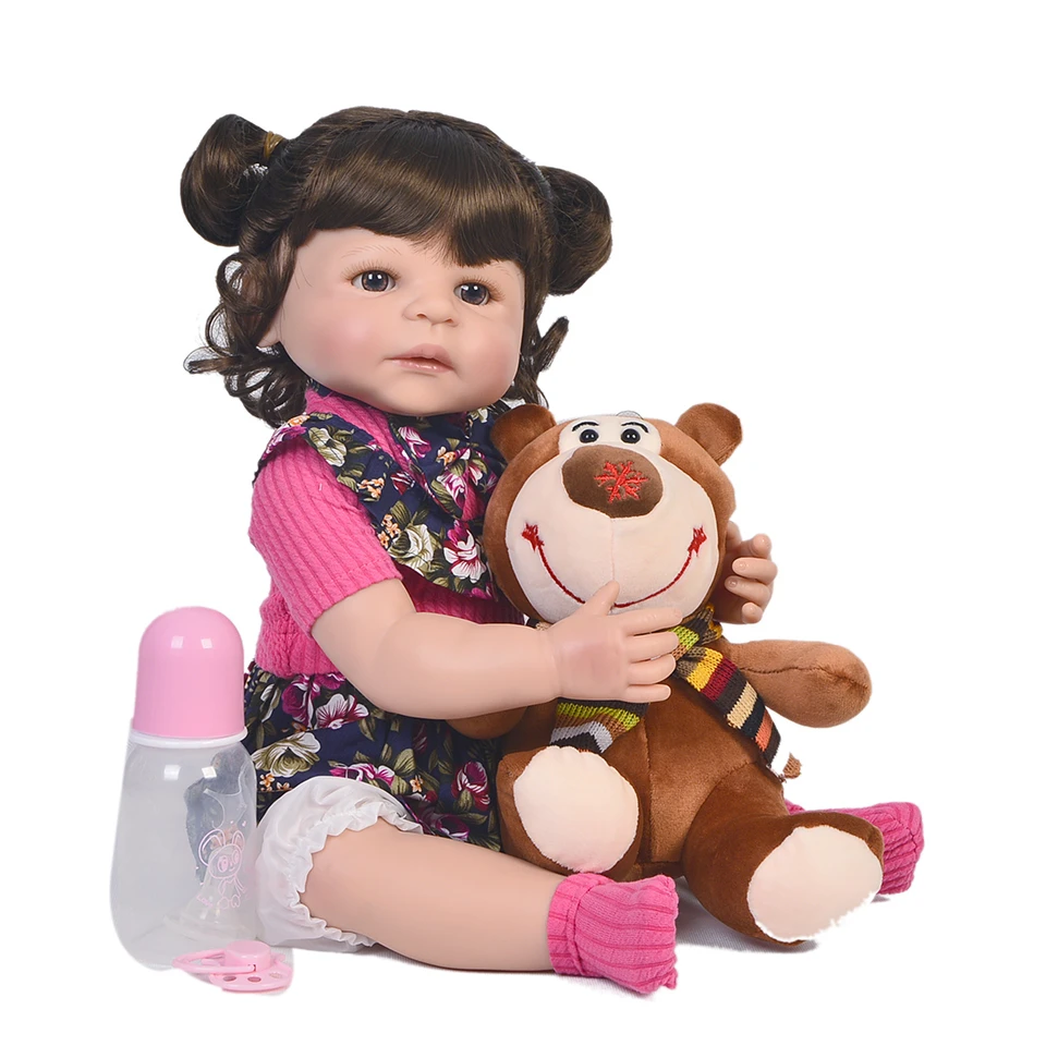 

Cute girl reborn dolls 55cm Full Silicone vinyl Body Reborn Baby Doll Toy For child birthday present xams gift bebes reborn