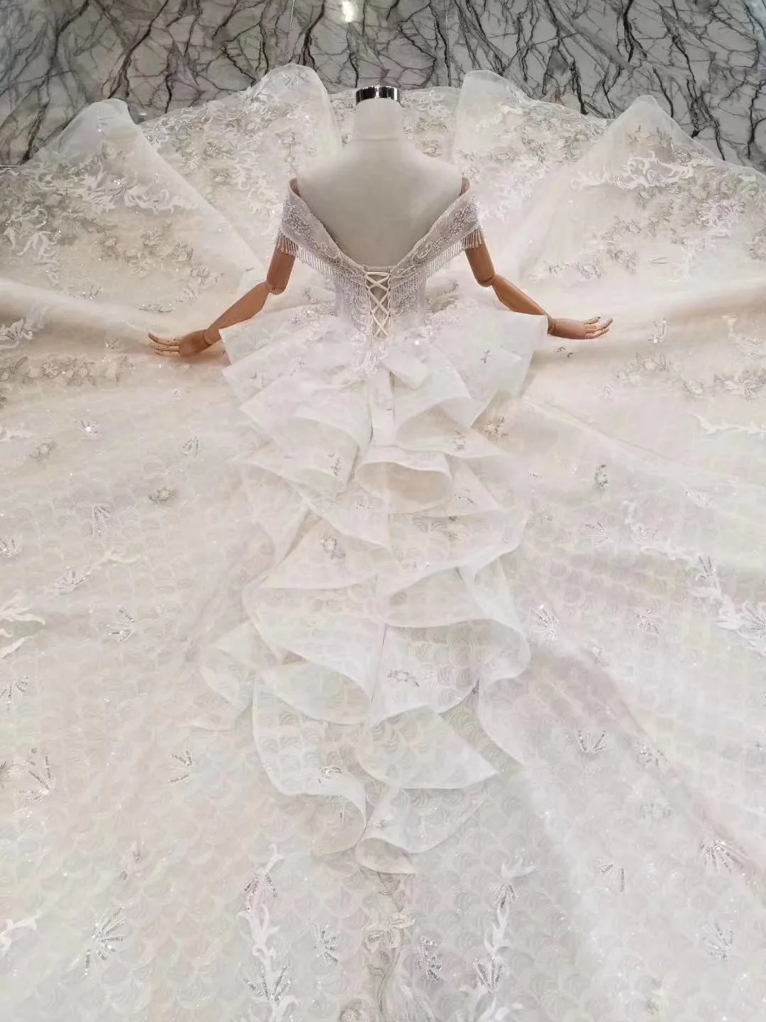 Robe De Mariage 2019 роскошное кружевное бальное платье с открытыми плечами и кисточками