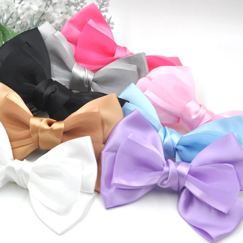 

10pcs Big Organza Satin Ribbon Bows Flowers Sewing Appliques 100x70mm B296