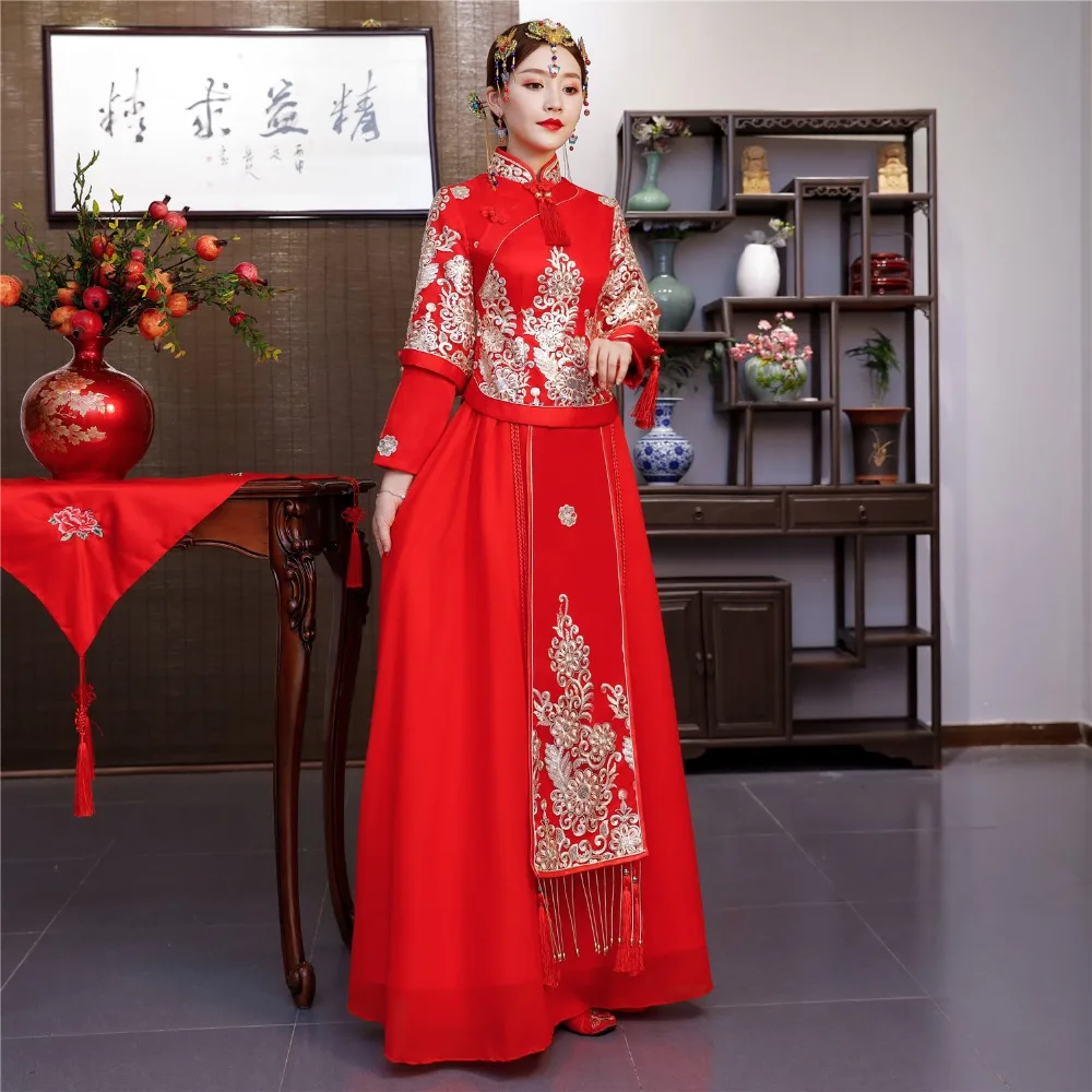 Shanghai Story 2018 XiuHe свадебное платье свадебная одежда китайское красное традиционная