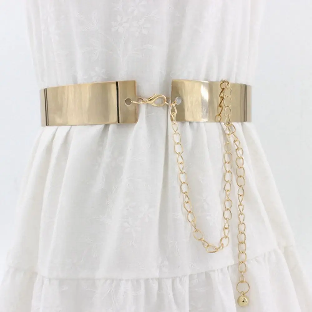 

Women Vintage Waist Belts Metal Sequin Hollow Western Waistband for Girls Gold Wild Chain Belts Dress Overcoat Decor Fashion