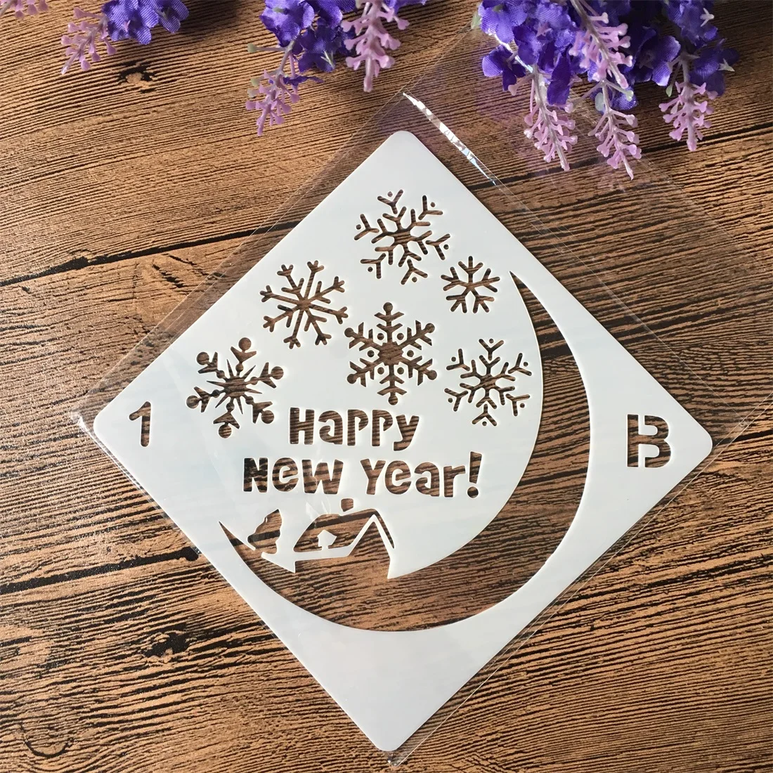 1 шт Happy Новый год Снежинка Moon DIY Craft наслоения Трафареты Краски записки Stamp