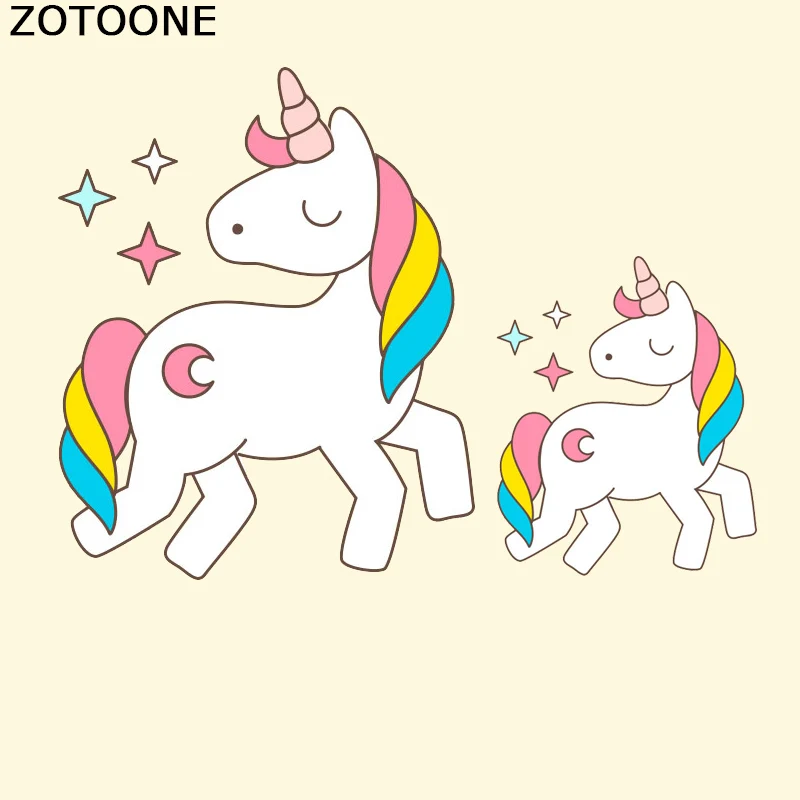 ZOTOONE Единорог утюжок на пластыре мультфильм теплопередача вышивка Луна Звезда