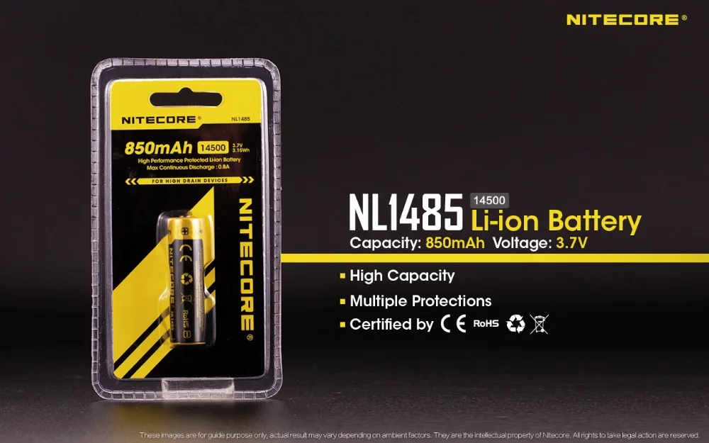 Аккумуляторные литий-ионные батарейки NiteCore NL1485 14500 3 7 в 850 мАч | Электроника