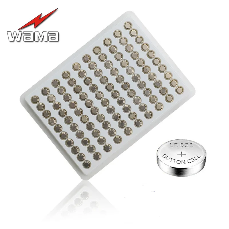 

100pcs/pack Wama AG1 LR621 364 1.5V Watch Batteries Camera SR621W Toys Akaline Button Coin Cell Battery