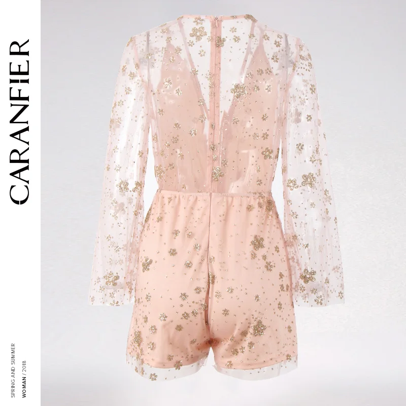 CARANFIER с длинным рукавом сексуальные платья блестками женская сексуальная сетка
