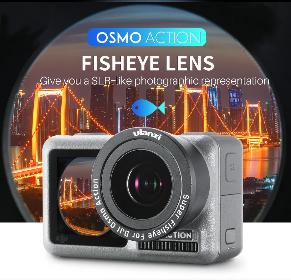 Ulanzi OA-6 180 степени камеры «рыбий глаз» объектив для Dji Osmo Action HD 4K Оптическое стекло Osmo Action Рыбий глаз объектив экшн аксессуары